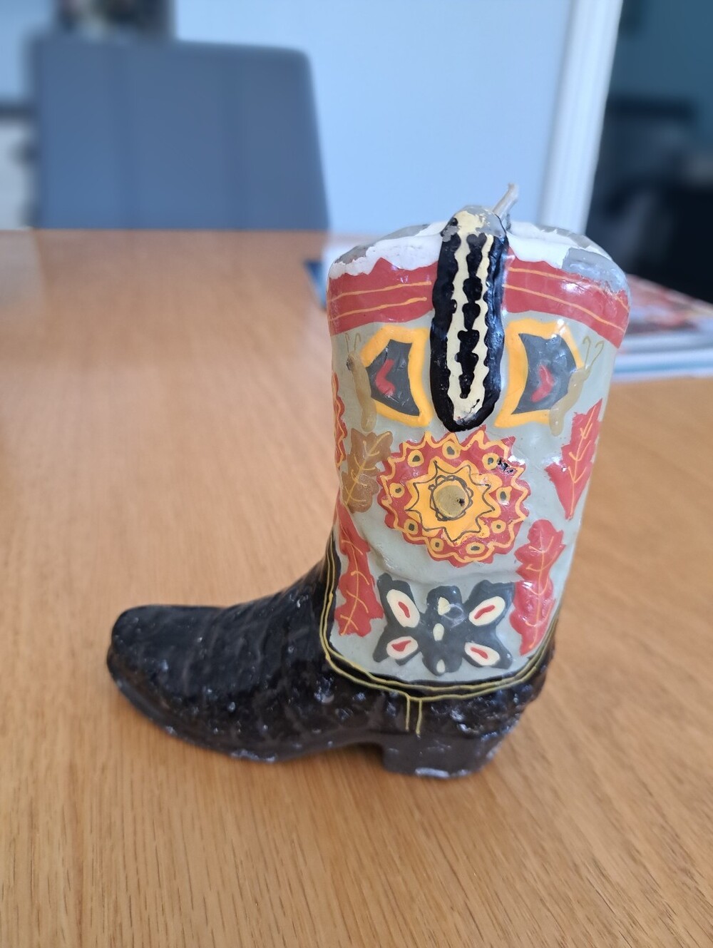 New Decorative Multicolor Western Boot Candle - Home Accents